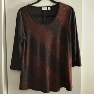 Kim Rogers Women's Red and Black Sparkle Blouse